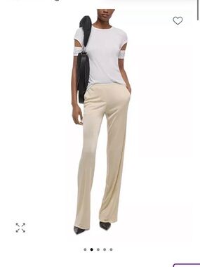 Helmut Lang Cream Boot-Cut Wide-Leg Pants
